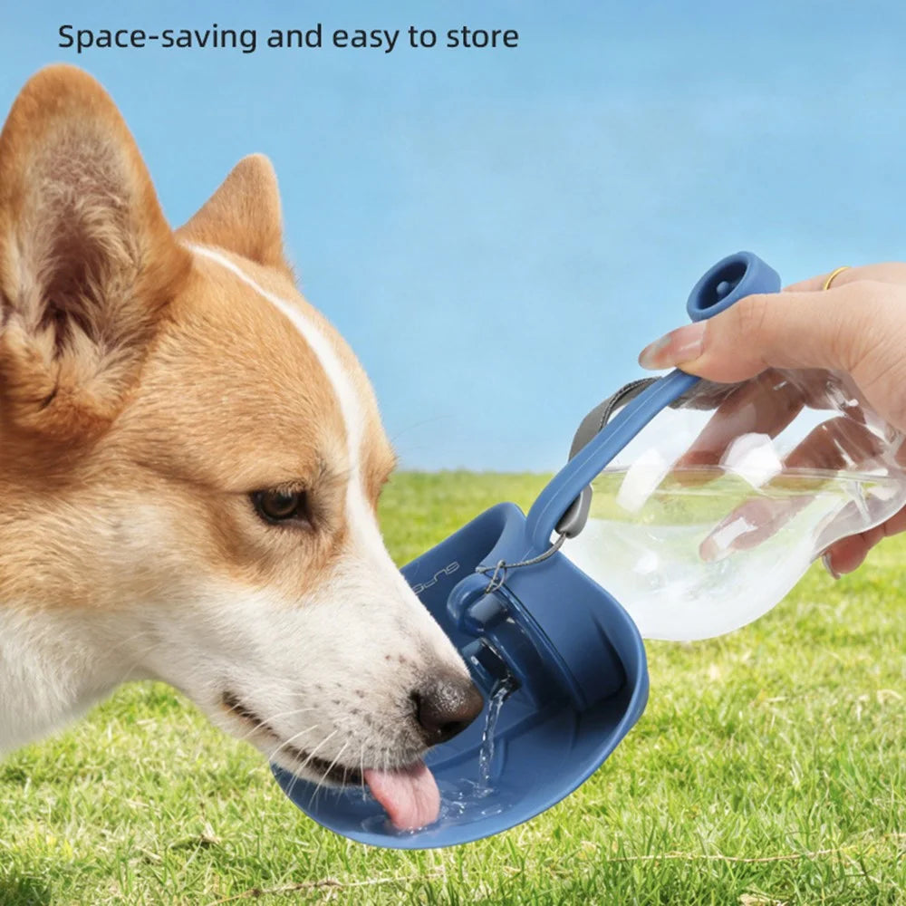 300ml Leaf Shape Pet Water Bottle Foldable Dog Cat Drinking Bowl for Outdoor Travel (BPA Free, No FDA) - Blue - 5