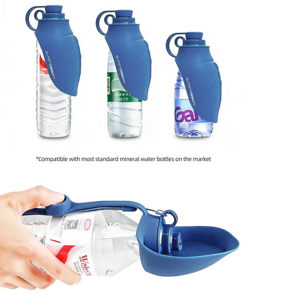 300ml Leaf Shape Pet Water Bottle Foldable Dog Cat Drinking Bowl for Outdoor Travel (BPA Free, No FDA) - Blue - 7
