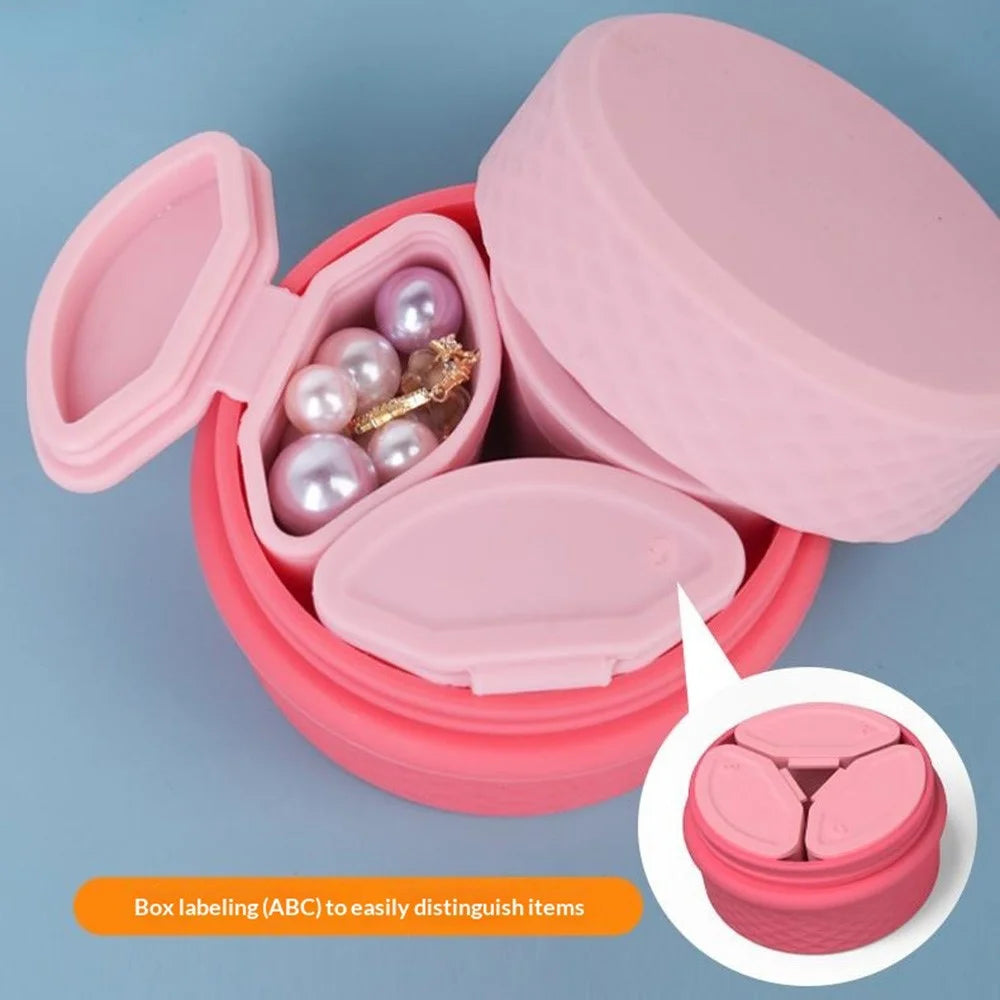 3+1 Silicone Beauty Dispenser Travel Cosmetic Container with 3Pcs Removable Inner Dispensers for Skincare Cream Pills - Pink - 3
