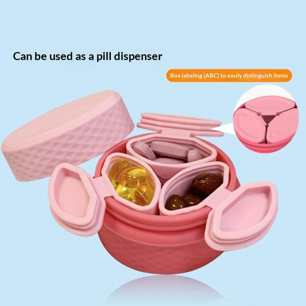 3+1 Silicone Beauty Dispenser Travel Cosmetic Container with 3Pcs Removable Inner Dispensers for Skincare Cream Pills - Pink - 5
