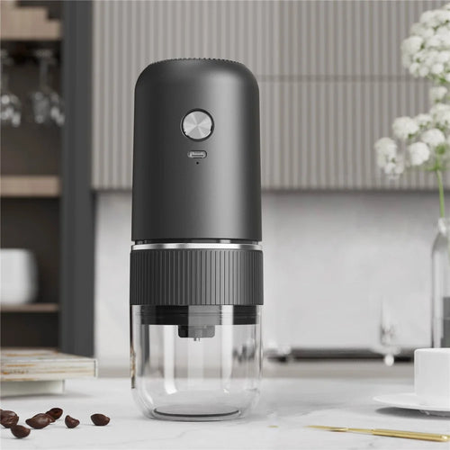 Portable Electric Coffee Grinder Rechargeable Bean Grinder 4 Settings Adjustable Type-C Charging Coffee Maker for Espresso Pour Over - Black - 1