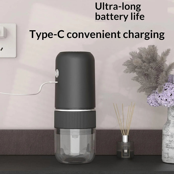 Portable Electric Coffee Grinder Rechargeable Bean Grinder 4 Settings Adjustable Type-C Charging Coffee Maker for Espresso Pour Over - Black - 2