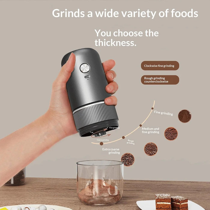 Portable Electric Coffee Grinder Rechargeable Bean Grinder 4 Settings Adjustable Type-C Charging Coffee Maker for Espresso Pour Over - Black - 3