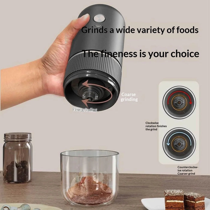 Portable Electric Coffee Grinder Rechargeable Bean Grinder 4 Settings Adjustable Type-C Charging Coffee Maker for Espresso Pour Over - Black - 7