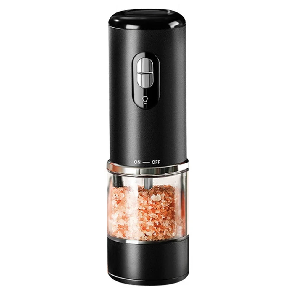 Electric Seasoning Grinder One Button Pepper Salt Mill Rechargeable Kitchen Grinding Tool for Cooking - Black - 1