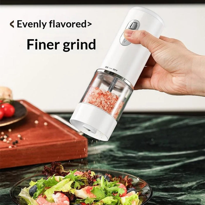 Electric Seasoning Grinder One Button Pepper Salt Mill Rechargeable Kitchen Grinding Tool for Cooking - Black - 4