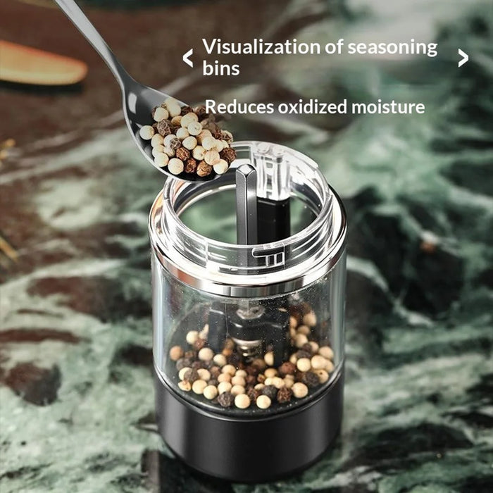 Electric Seasoning Grinder One Button Pepper Salt Mill Rechargeable Kitchen Grinding Tool for Cooking - Black - 5