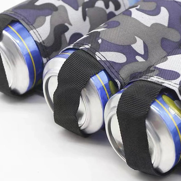 6-Can Capacity Holder Waistband Bag Adjustable Foldable Drink Belt Bag for Outdoor Camping Hiking - Blue - 4