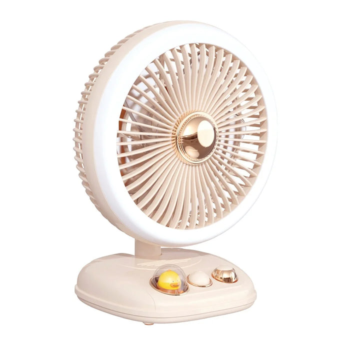 F10 USB Folding Desktop Fan Portable Cooling Fan with Night Light Support Wall-Mounted Installation - Beige - 1