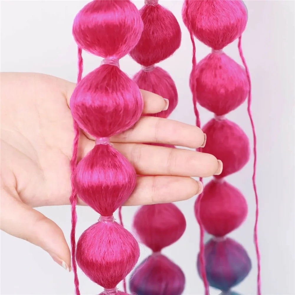Gradient Bubble Ponytail Hair Extensions Long Braided Performance Wig for Stage Party Cosplay - Light Purple  /  White - 6