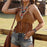 Western Retro Style Fringe Halter Top Backless Crop Top for Festival Vacation - S - 4