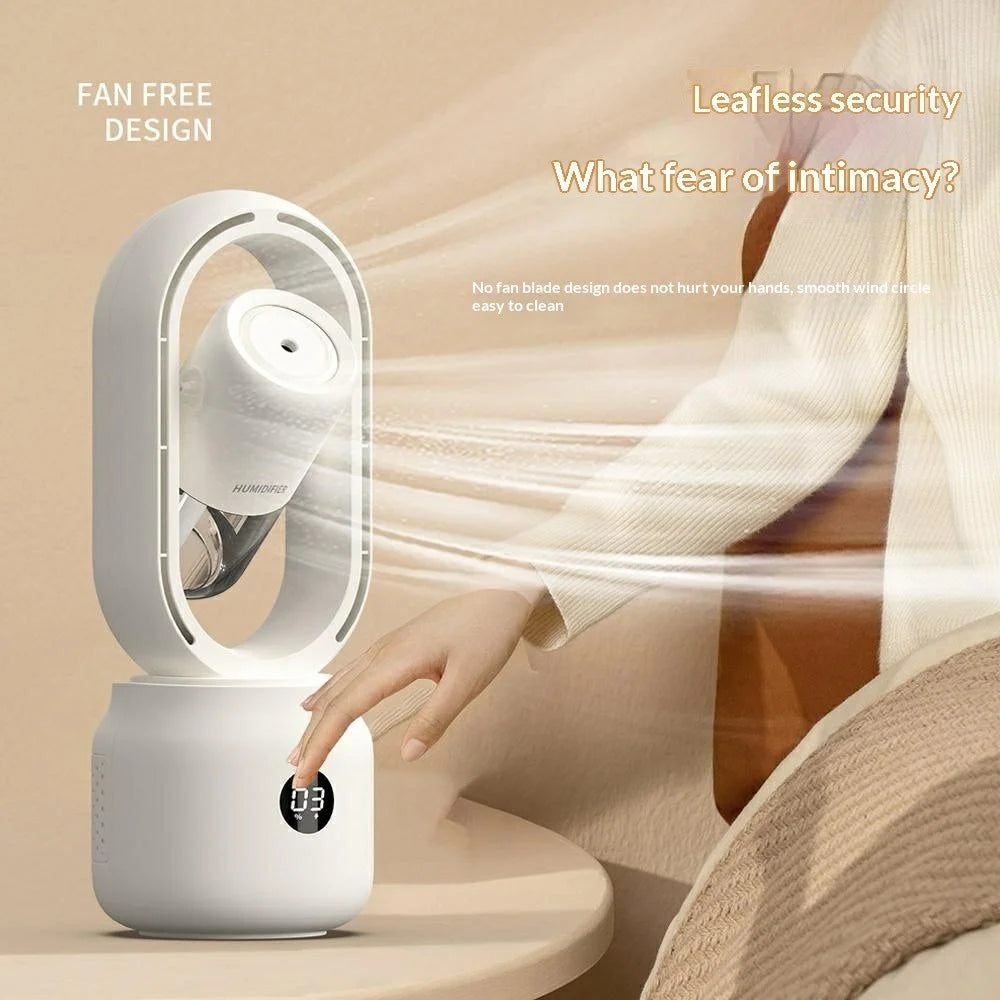 DP-872 Bladeless Humidifying Fan Smart Display OLED Cooling Humidifier Type-C Rechargeable Cooling Mist Fan for Desktop Bedroom - 2