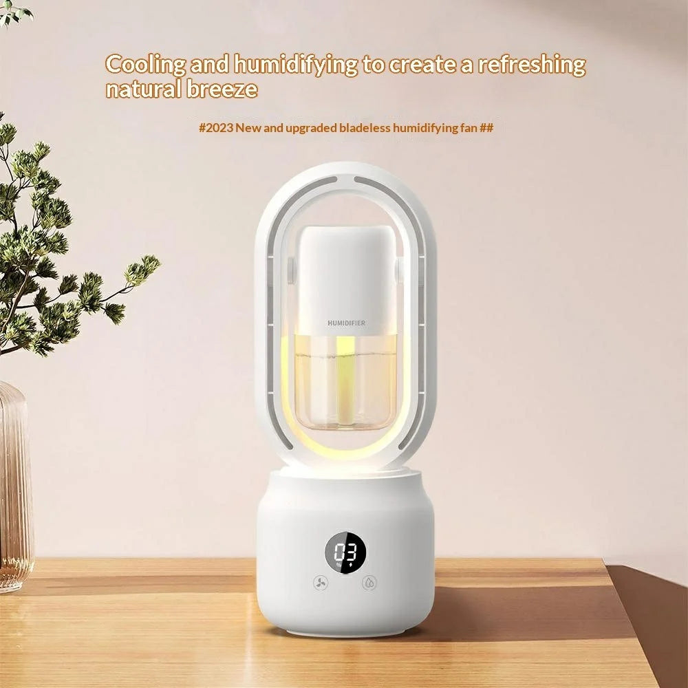 DP-872 Bladeless Humidifying Fan Smart Display OLED Cooling Humidifier Type-C Rechargeable Cooling Mist Fan for Desktop Bedroom - 3