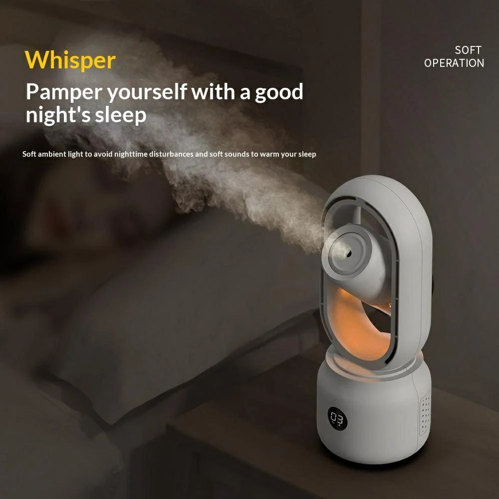 DP-872 Bladeless Humidifying Fan Smart Display OLED Cooling Humidifier Type-C Rechargeable Cooling Mist Fan for Desktop Bedroom - 4