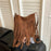 Western Style Fringe Tote Bag Underarm Faux Suede Tassel Shoulder Bag for Commute Daily - Brown - 1