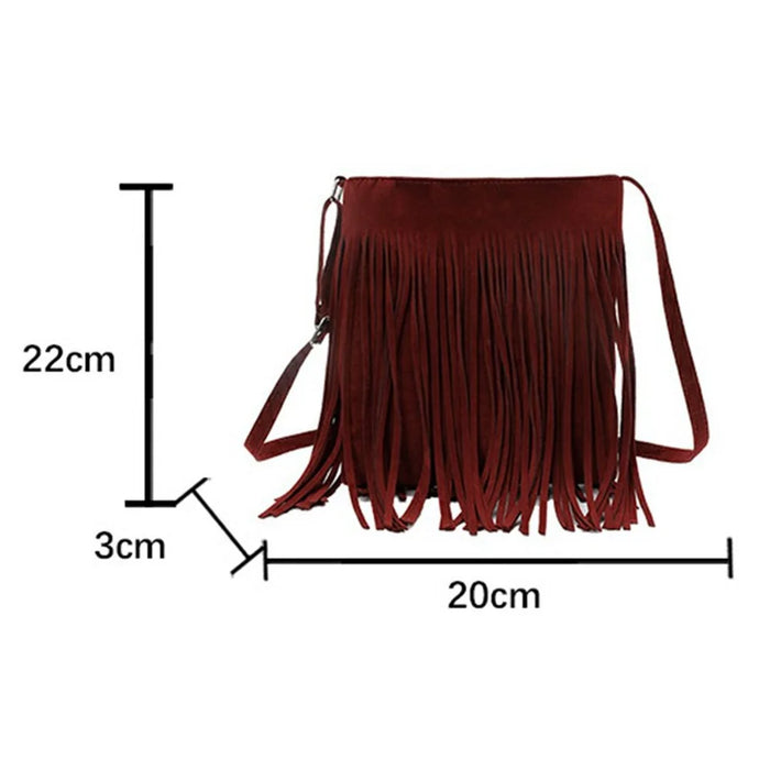 Western Style Fringe Tote Bag Underarm Faux Suede Tassel Shoulder Bag for Commute Daily - Brown - 6