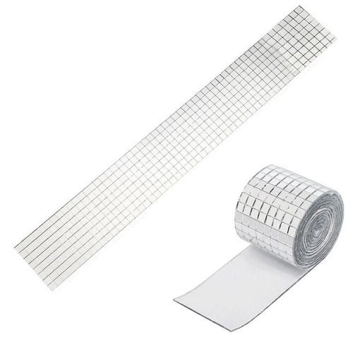 H01200 4x30cm Mirror Mosaic Glass Mini Square Tiles Self-Adhesive Wall Sticker DIY Crafts (Each Square: 5mm) - Silver - 1