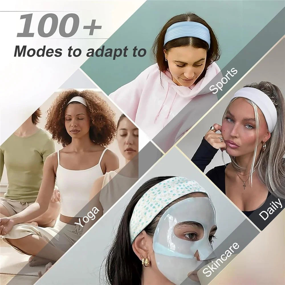 Wide Elastic Headband Sports Yoga Fitness Sweatband Moisture Wicking Running Hair Band for Women - Beige  /  Tiny Floral - 4