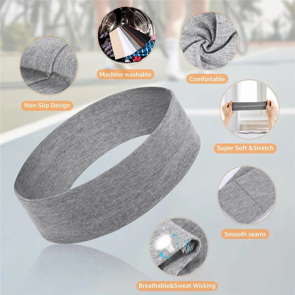 Sports Headband Elastic Sweat Wicking Non-Slip Hair Band for Yoga Fitness Running Gym - Black - 2