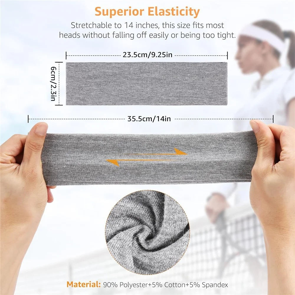 Sports Headband Elastic Sweat Wicking Non-Slip Hair Band for Yoga Fitness Running Gym - Black - 6
