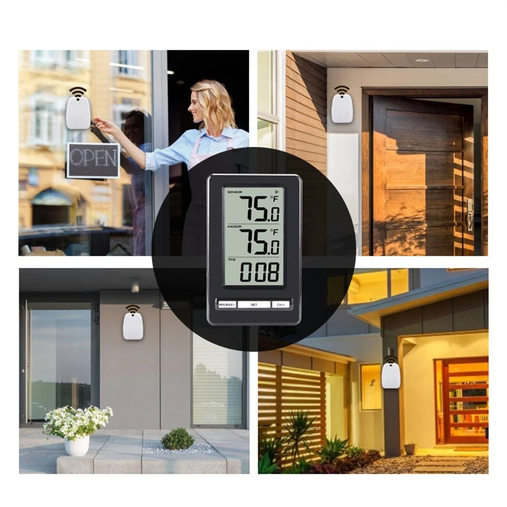 TS-WS-47 Large Screen Wireless Indoor Outdoor Thermometer Clock Digital Temperature Humidity Monitor - Black - 3