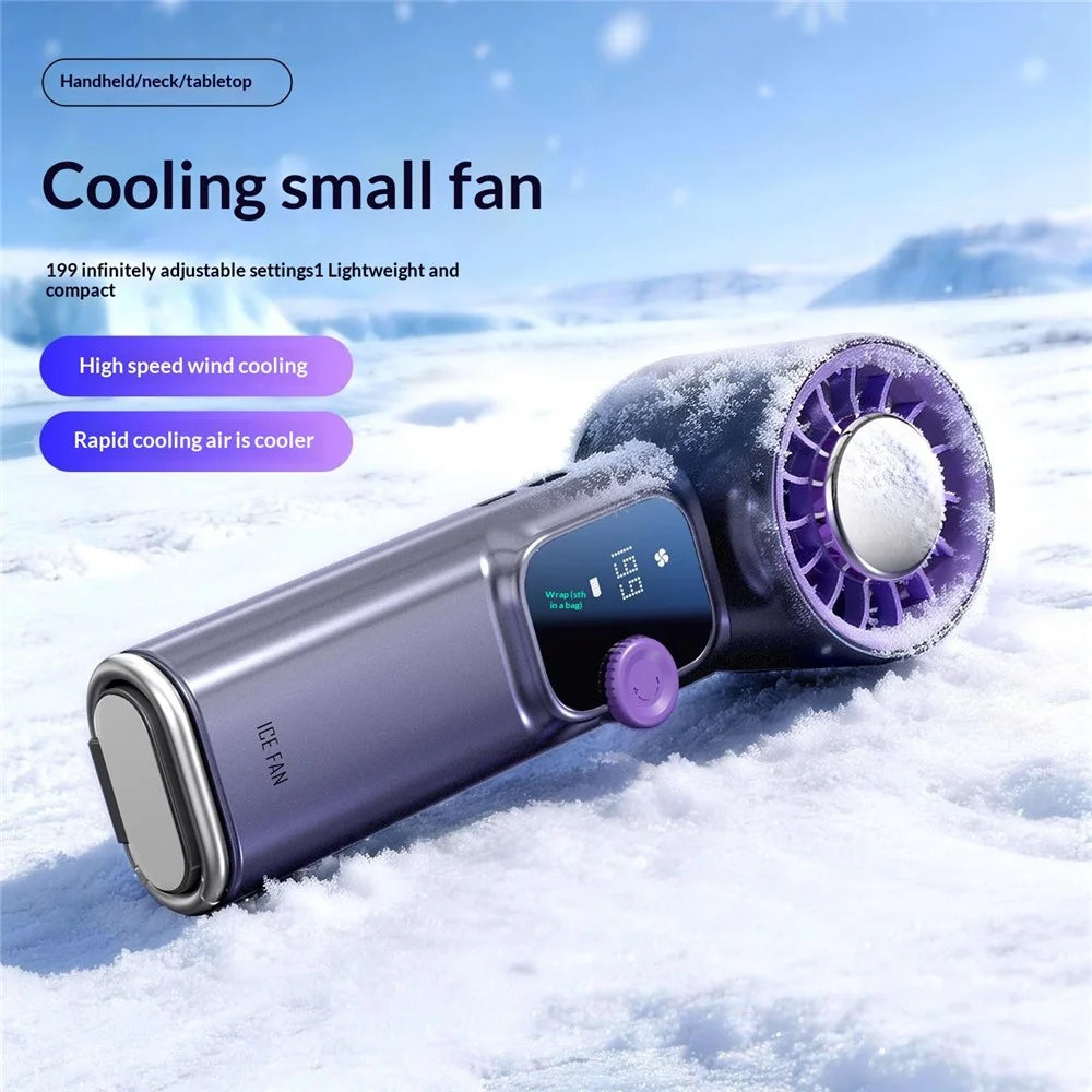 JF166 199-Speed Folding Handheld Neck Fan 4000mAh Semiconductor TEC Cooling Foldable Fan for Outdoor Travel - Grey - 4