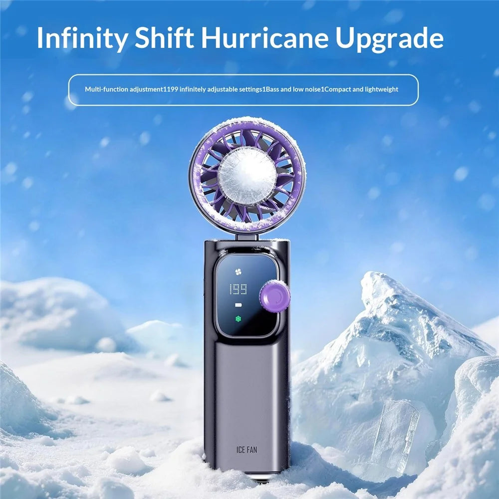 JF166 199-Speed Folding Handheld Neck Fan 4000mAh Semiconductor TEC Cooling Foldable Fan for Outdoor Travel - Grey - 5
