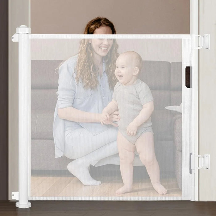 1.8m Retractable Baby Safety Gate Pet Barrier Gate Stretchable Door Guard Stair Protection - Black - 4