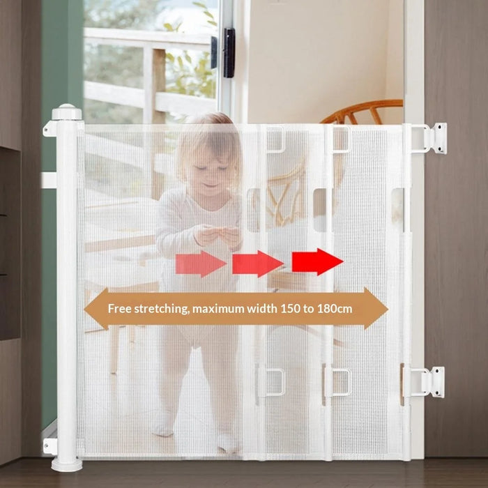 1.8m Retractable Baby Safety Gate Pet Barrier Gate Stretchable Door Guard Stair Protection - Black - 5