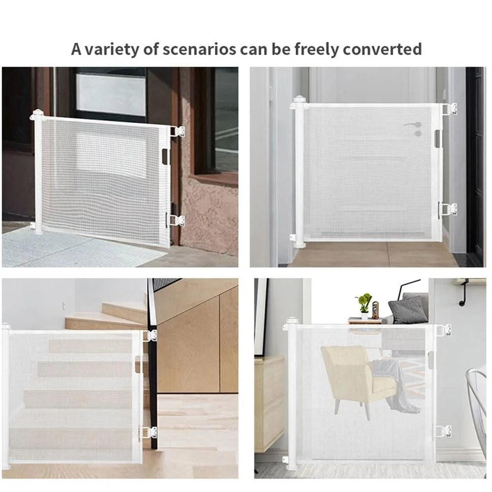 3m Retractable Baby Safety Gate Pet Barrier Gate Stretchable Door Guard Stair Protection - White - 6