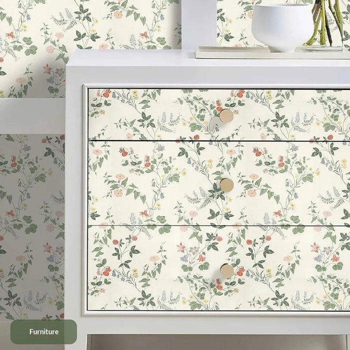 44x500cm Vintage Floral Self-Adhesive Wallpaper Removable Wall Stickers for TV Background Wall Furniture Cabinet DIY - PH13-009 - 7