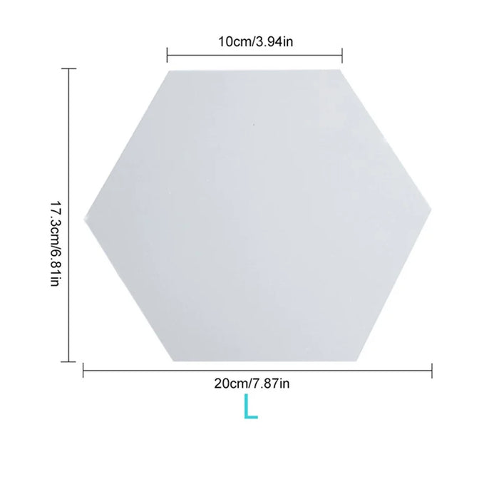 H01209 12Pcs 20 x 17.3 x 10cm Hexagon Mirror Wall Stickers for Living Room, Bedroom Acrylic Mirror Set Wall Sticker Decal - Silver - 2