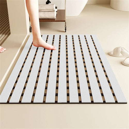 61x43cm Bathroom Shower Mat TPE Waterproof Anti-Slip Drain Floor Mat for Shower Room - White - 1