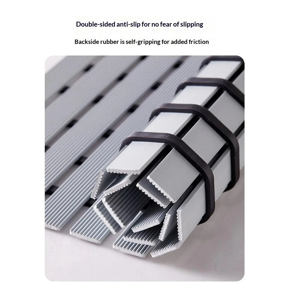 61x43cm Bathroom Shower Mat TPE Waterproof Anti-Slip Drain Floor Mat for Shower Room - White - 6