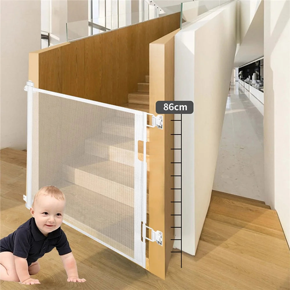 1.5m Retractable Baby Safety Gate Pet Barrier Gate Stretchable Door Guard Stair Protection - Black - 7