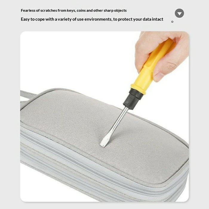 Double Layer Data Cable Organizer Bag for Travel Portable Storage Pouch Anti-scratch Waterproof Electronics Accessories Case - Grey - 3