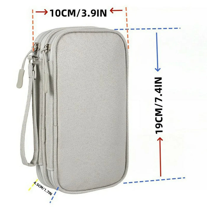 Double Layer Data Cable Organizer Bag for Travel Portable Storage Pouch Anti-scratch Waterproof Electronics Accessories Case - Grey - 7
