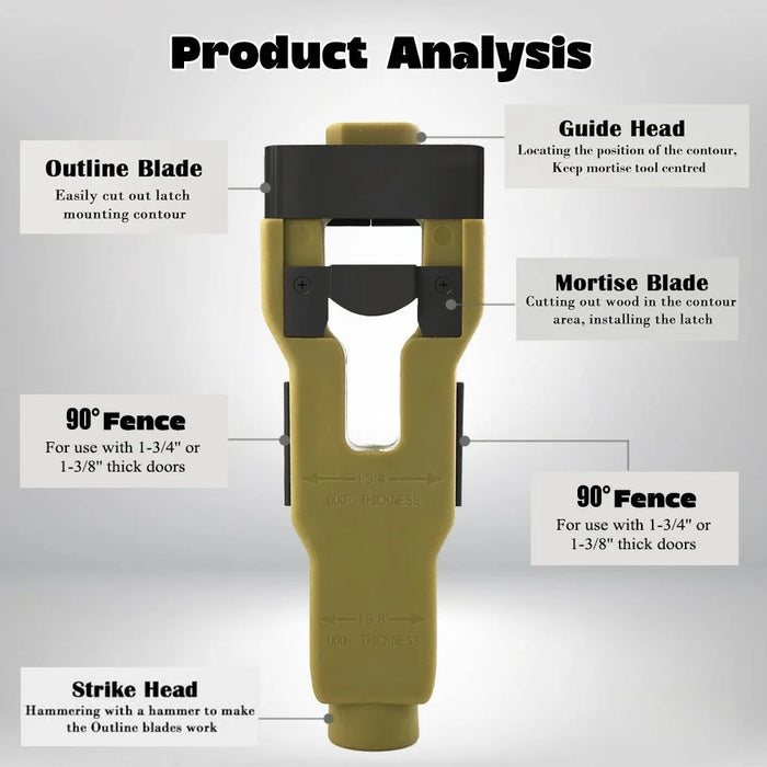 Door Latch Mortise Tool Kit Door Latch Installation Kit for 1-3 / 8 1-3 / 4 Inch Thick Door - Green - 3