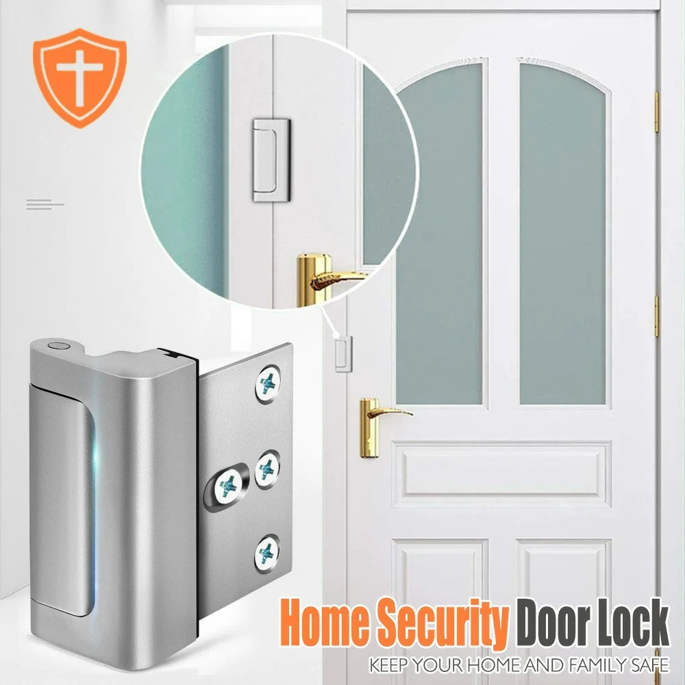 Home Security Door Lock Aluminum Alloy Child Safety Door Reinforcement Lock Anti-Theft Night Latch - Silver - 2
