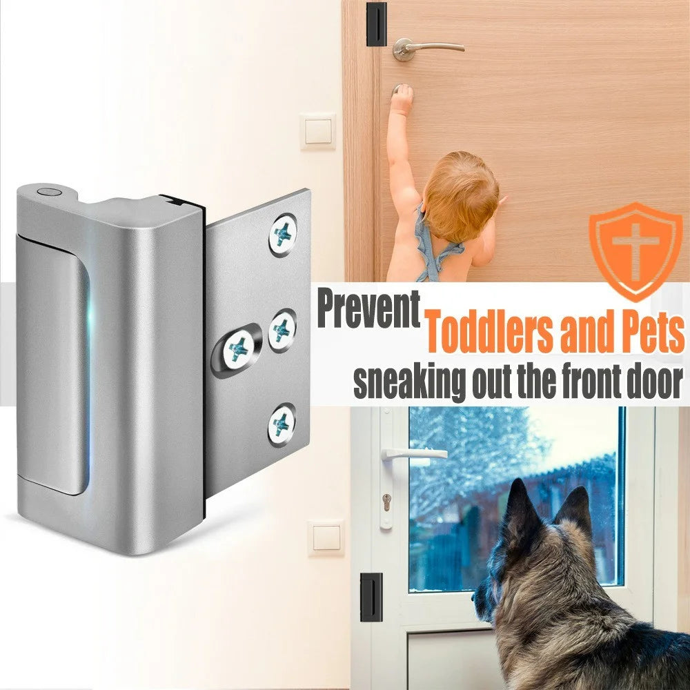 Home Security Door Lock Aluminum Alloy Child Safety Door Reinforcement Lock Anti-Theft Night Latch - Silver - 4