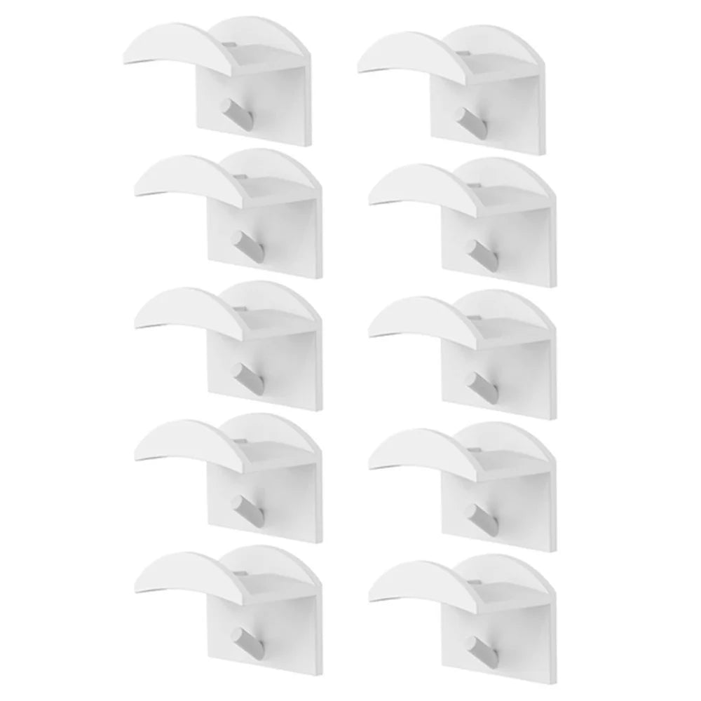 10Pcs Adhesive Hat Hook for Baseball Cap Plastic Minimalist Wall Mount Holder Hanger Rack - White - 1