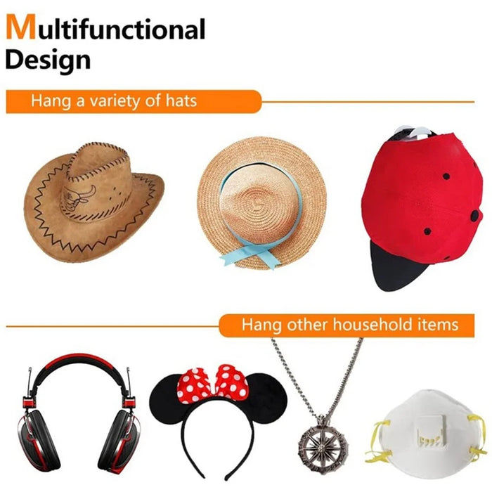 10Pcs Adhesive Hat Hook for Baseball Cap Plastic Minimalist Wall Mount Holder Hanger Rack - White - 4