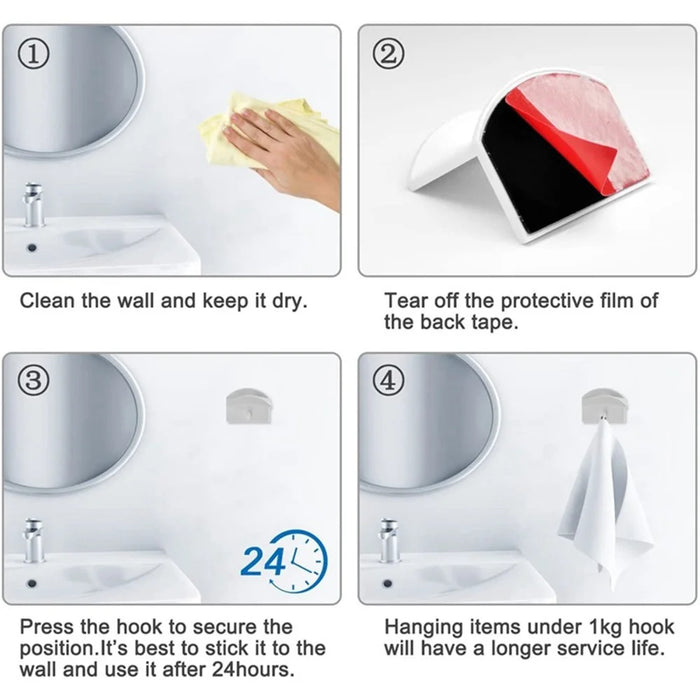10Pcs Adhesive Hat Hook for Baseball Cap Plastic Minimalist Wall Mount Holder Hanger Rack - White - 6