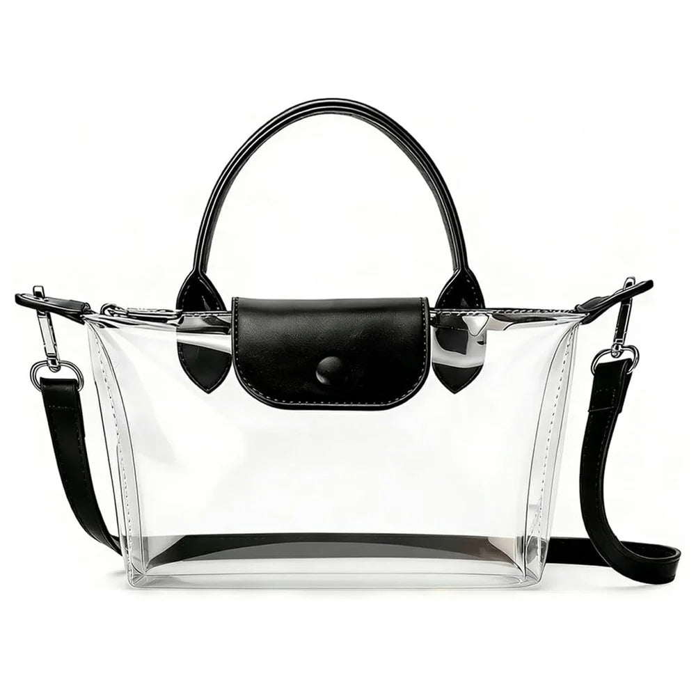 Clear Stadium Bag TPU Crossbody Purse Transparent Concert Tote Shoulder Bag for Events Sports - Black - 1