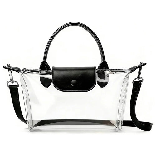 Clear Stadium Bag TPU Crossbody Purse Transparent Concert Tote Shoulder Bag for Events Sports - Black - 1