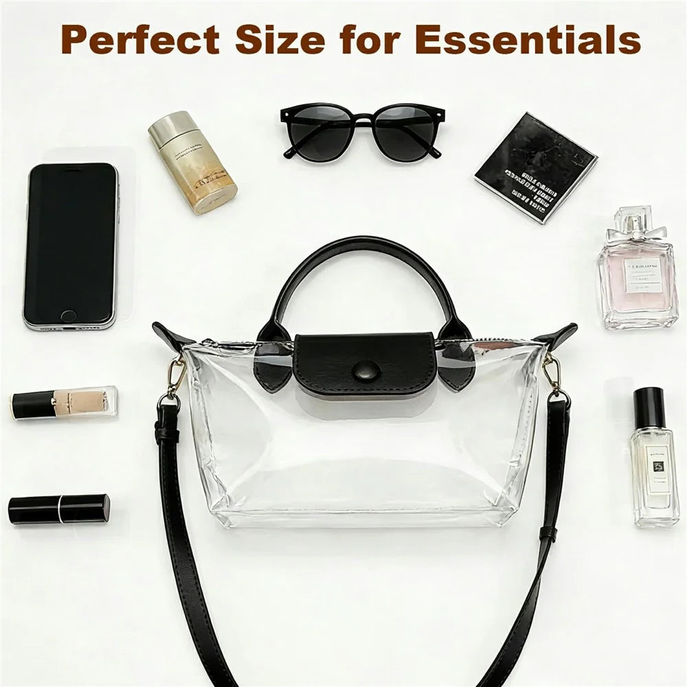 Clear Stadium Bag TPU Crossbody Purse Transparent Concert Tote Shoulder Bag for Events Sports - Black - 4