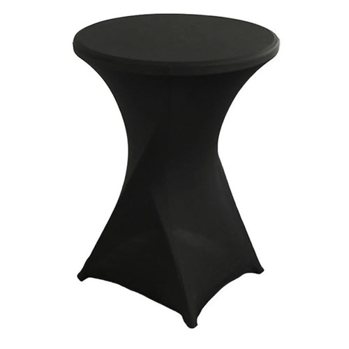 80x110cm Cocktail Table Cover Elastic Tablecloth High Top Bar Table Cover for Wedding Party Events - Black - 1