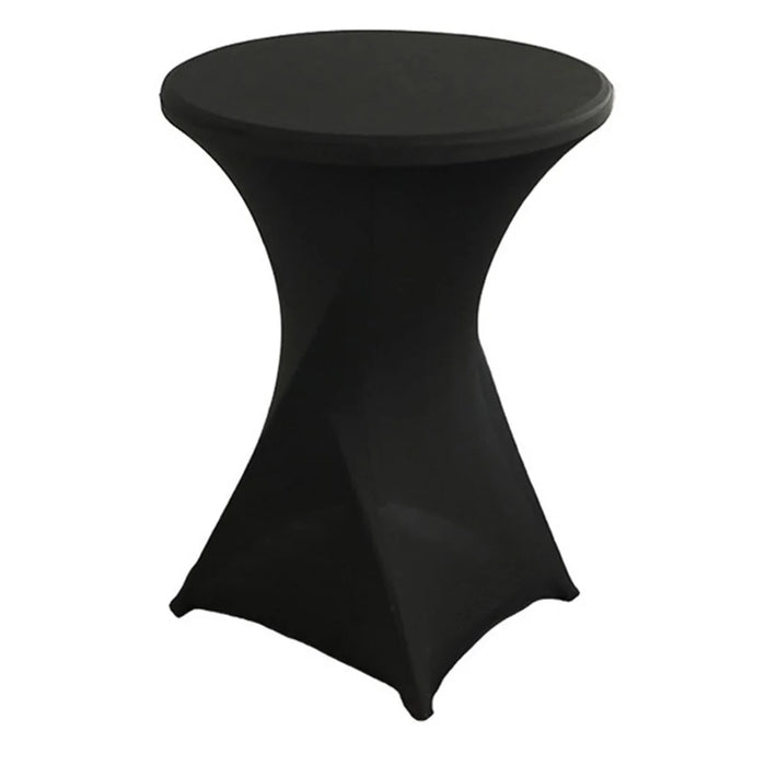 80x110cm Cocktail Table Cover Elastic Tablecloth High Top Bar Table Cover for Wedding Party Events - Black - 1