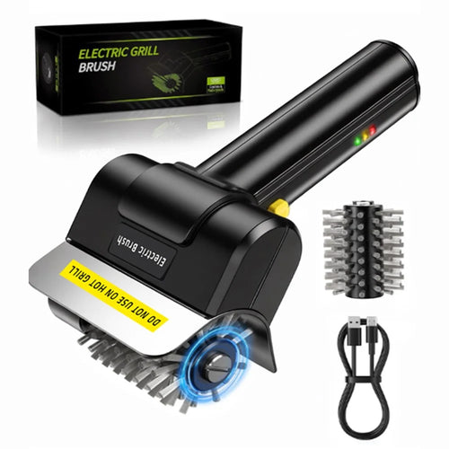 Cordless Electric Grill Brush 1100RPM Motor Rechargeable Stainless Steel BBQ Grill Cleaner with 2 Brush Heads - 1