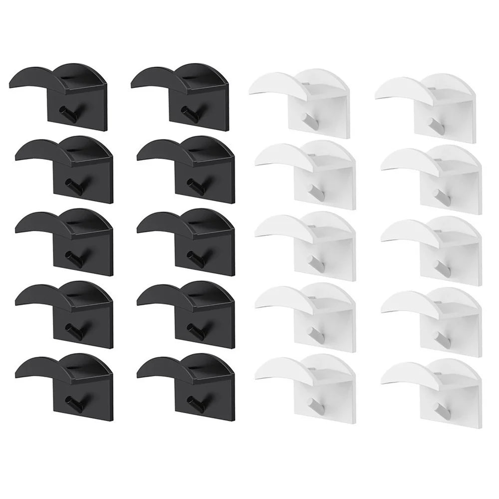 20Pcs No Drilling Baseball Cap Wall Mount Organizer Adhesive Hat Hook Plastic Minimalist Hanger Rack, Black+White - 1